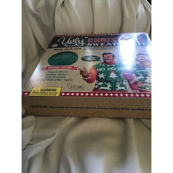 Ugly Christmas Sweater Kit XL Emerald Colorblock Sweater Reindeer Snowflakes Gli - Picture 7 of 10